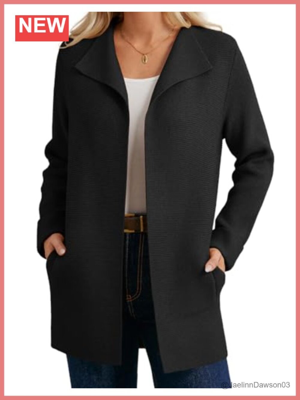 Long Cardigan Sweater Ribbed Knit Lapel Coatigan Pockets Fall